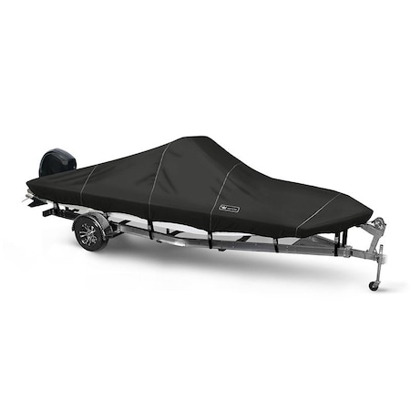 Eevelle Boat Cover JON STYLE BASS BOAT, Outboard Fits 8ft 6in L up to 75in W Black SFJB0875B-BLK